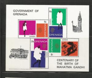 GRENADA  340a   MNH      MAHATMA GANDHI   SOUVENIR SHEET, 1969