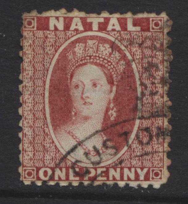 NATAL - Scott 15 - QV - 1864 - VFU - Perf. 12.1/2 - Car. Red - 1p Stamp