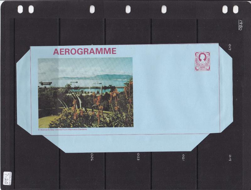 Gibraltar 18p Aerogramme view from Almeda Gardens Unused VGC