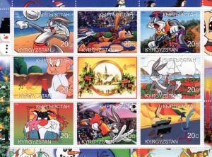 Kyrgyzstan 2000 Bugs Bunny/Mr.Magu/Christmas Issue Sheetlet 9 Perforated MNH