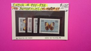 India 1981 Butterflies Scott# 935-938 Complete Mint VF-XF NH set of 4
