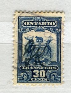 CANADA; 1900s classic early Ontario Revenue issue fine used 30c. value 