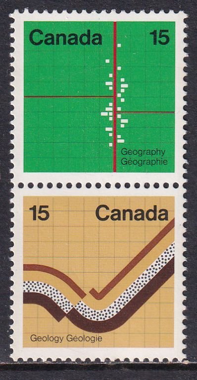 Canada 1972 Sc 583, 582 Earth Sciences Se-tenant Vertical Pair Stamp MNH