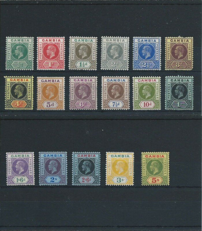 GAMBIA 1912-22 SET OF SEVENTEEN MM SG 86/102 CAT £200