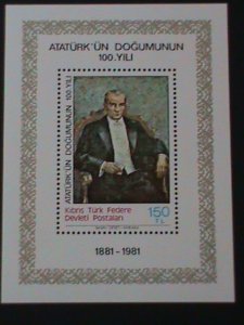 TURKEY-1981-  CENTERNARY OF KEMAL ATATURK-IMPERF MNH S/S-VF-HARD TO FIND