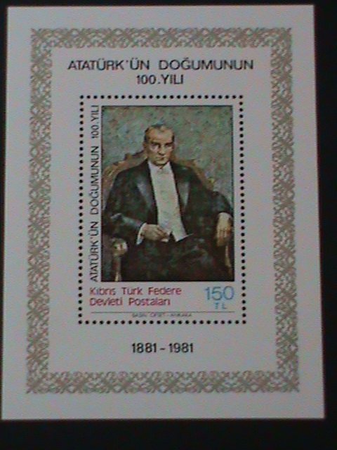 TURKEY-1981-  CENTERNARY OF KEMAL ATATURK-IMPERF MNH S/S-VF-HARD TO FIND