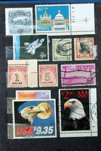 US HIGH VALUE STAMP COLLECTION USED in Vintage Book Lot of 28 Stamps