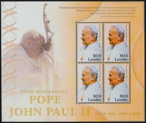 Lesotho 1371 Sheet MNH Pope John Paul II