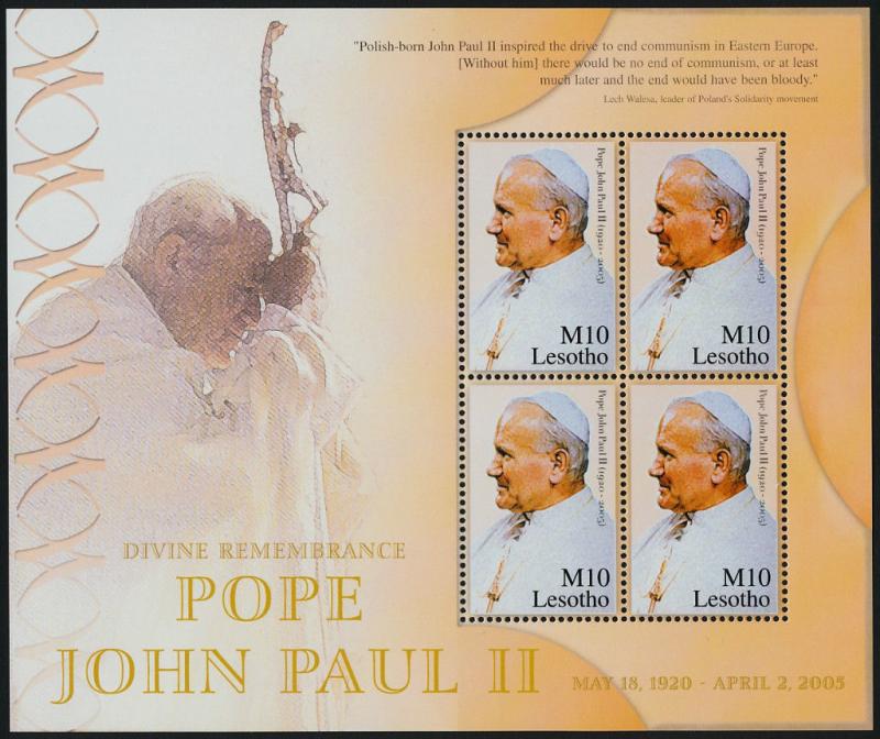 Lesotho 1371 Sheet MNH Pope John Paul II