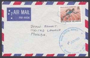 SOLOMON IS 1981 local cover SEGHE POSTAL AGENCY cds.........................V324