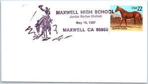 US SPECIAL EVENT COVER PICTORIAL CANCEL MAXWELL HIGH SCHOOL CALIFORNIA 1987 QH