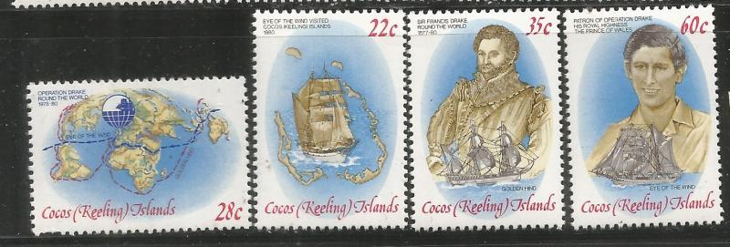 COCOS ISLANDS, 61-64, MNH, OPERATION DRAKE CIRCUMNAVIGATION