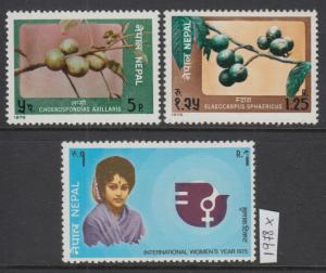 XG-W803 NEPAL - Intl. Women Year, 1978 Fruits, 3 Values MNH Set