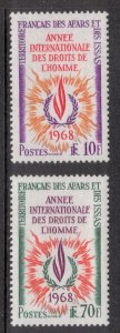 AFARS & ISSAS 1968 Human Rights Year; Scott 322-23; MNH