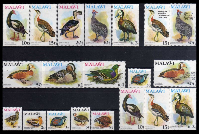 1975 - Malawi - Scott nº  233-37 - 238-45 - 263 - 270 - 273-7279 - MNH