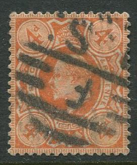Great Britain - Scott 144 - KEVII Definitive -1909 - Used - Single 4p Stamp