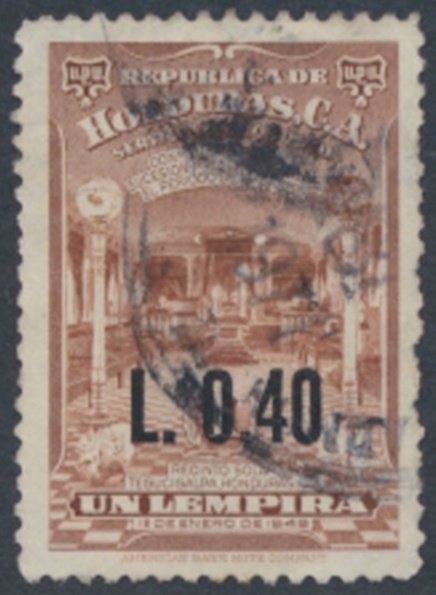 Honduras    SC# C355 Used  roughed perf     see details & scans