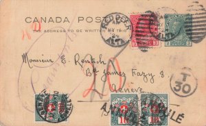 Canada 1924 Switzerland Postage Due Uprated Admiral Postal Stationery Card