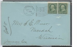 USA #279 Pair on 1900 Lafayette, IND, Flag Cancel, Nice cover FREE SHIPPING  