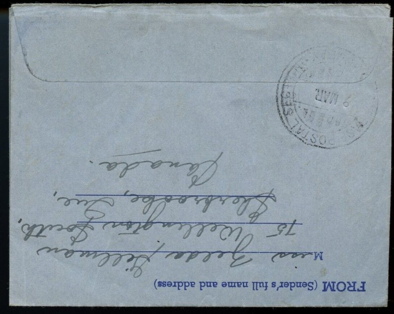 ?Scarce 1943 Air letter Armed Forces censored to INDIA rec'r b/s Canada cover