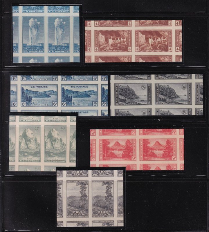 1934 Imperf Farley National Parks etc Sc 754-771 NGAI GEM Superb pairs set