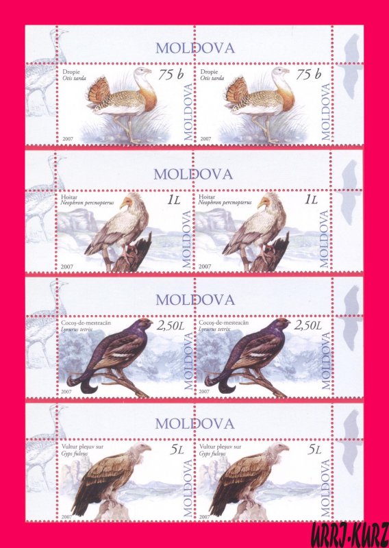 MOLDOVA 2007 Nature Fauna Birds Bustard Hawk Buzzard Grouse Griffon Vulture 8v