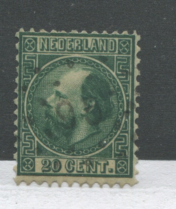 Netherlands 1867 20 cents green perf 14 used