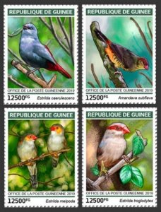 Guinea - 2019 Waxbills on Stamps - 4 Stamp Set - GU190120a