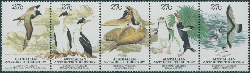 AAT 1983 Sc#L55,SG55-59 Regional Wildlife strip of 5 MNH