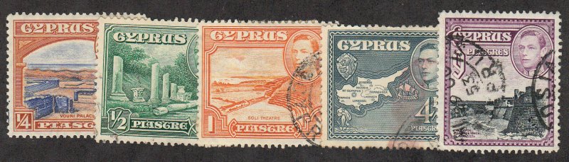 Cyprus - 1938 - SC 143-44,146,149,151 - Used - 149 stain