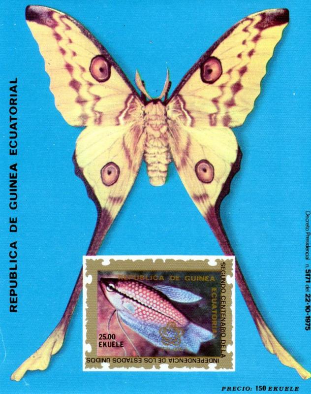 Equatorial Guinea 1976 FISH BUTTERFLIES s/s Imperforated Mint (NH)