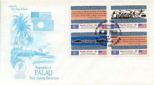 1983 Palau Inaug Postal Service Blk(1-4) - Artmaster Cachet