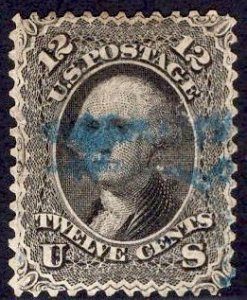 US Stamp Scott #69 Used w/ + $15 Blue Cancel SSCV $110