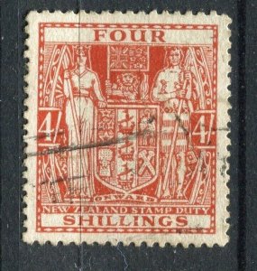 NEW ZEALAND; Early 1900s Official Stamp Duty type issue used 4s. value