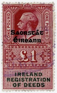 (I.B) George V Revenue : Ireland Registration of Deeds £1 (Free State OP)
