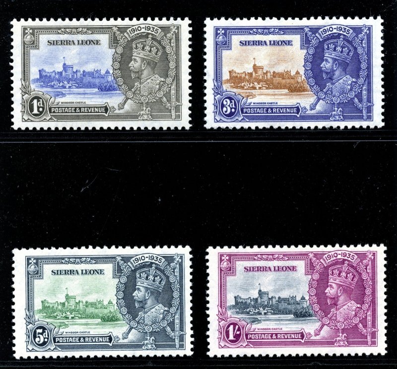 Sierra Leone 1935 KGV Silver Jubilee set complete MLH. SG 181-184. Sc 166-169.