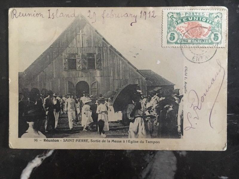 1912 Entre Deux Reunion Real Picture Postcard Cover to Kansas Usa St Pierre Chur