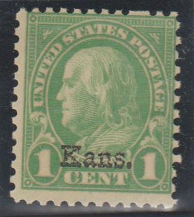 U.S. Scott #658 Franklin - Kansas Overprint Stamp - Mint NH Single