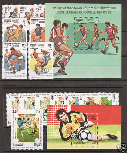 Cambodia Sc 645-652, 921-928 MNH. 1986 & 1989 World Cup Soccer, 2 cplt sets, VF