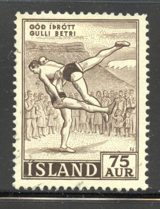 Iceland Scott 287 UH - 1955 75a Icelandic Wrestling - SCV $0.25