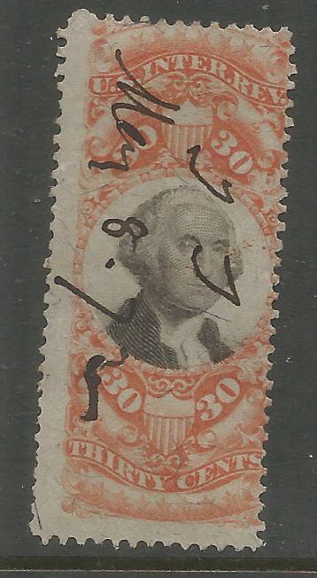 UNITED STATES  R140  USED,  PERFED,  GEORGE WASHINGTON,  REVENUE STAMP