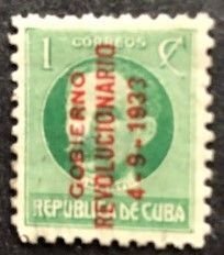 Cuba 317 MH,  Red Overprint Reading Up