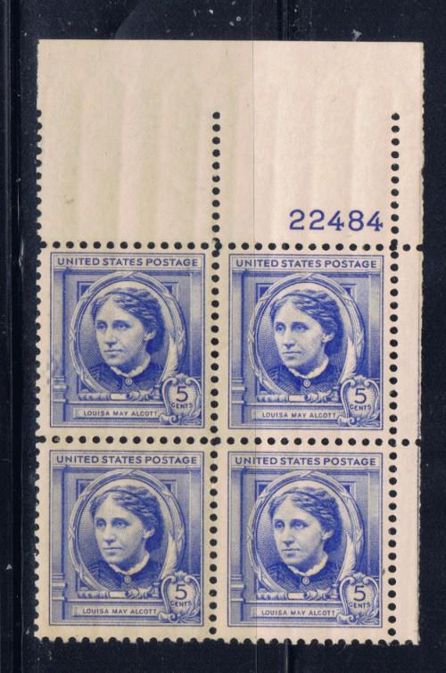 U.S. 862 NH 1940 Louisa Mae Alcott Plate Block