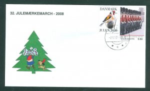 Denmark Cover. 2008. Santa.Dog. Værløse.“Christmas Seal Walk # 32 Sc# 1400. #01