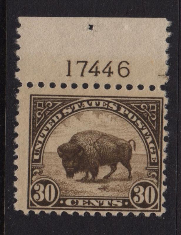 1923 BUFFALO BISON Sc 569 MNH plate number single, Hebert CV $132