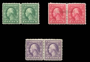 United States, 1910-30 #498-499,501, 1917-19 1c green, 2c rose and 3c light v...