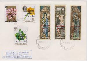 Cook Islands 1972 Hurricane Releif OP Issues on First Day Cover