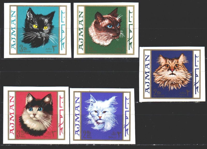 Ajman. 1968. 318B-22B. Cats. MNH. 