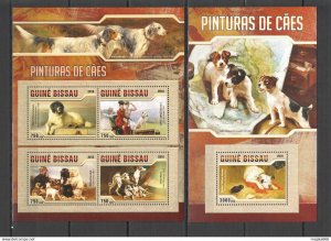 2016 Guinea-Bissau Art Paintings Animals Dogs 1Kb+1Bl ** Stamps St854