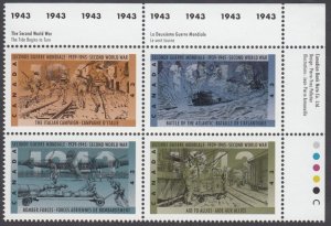 Canada - #1506a Second World War 1943 Plate Block - MNH